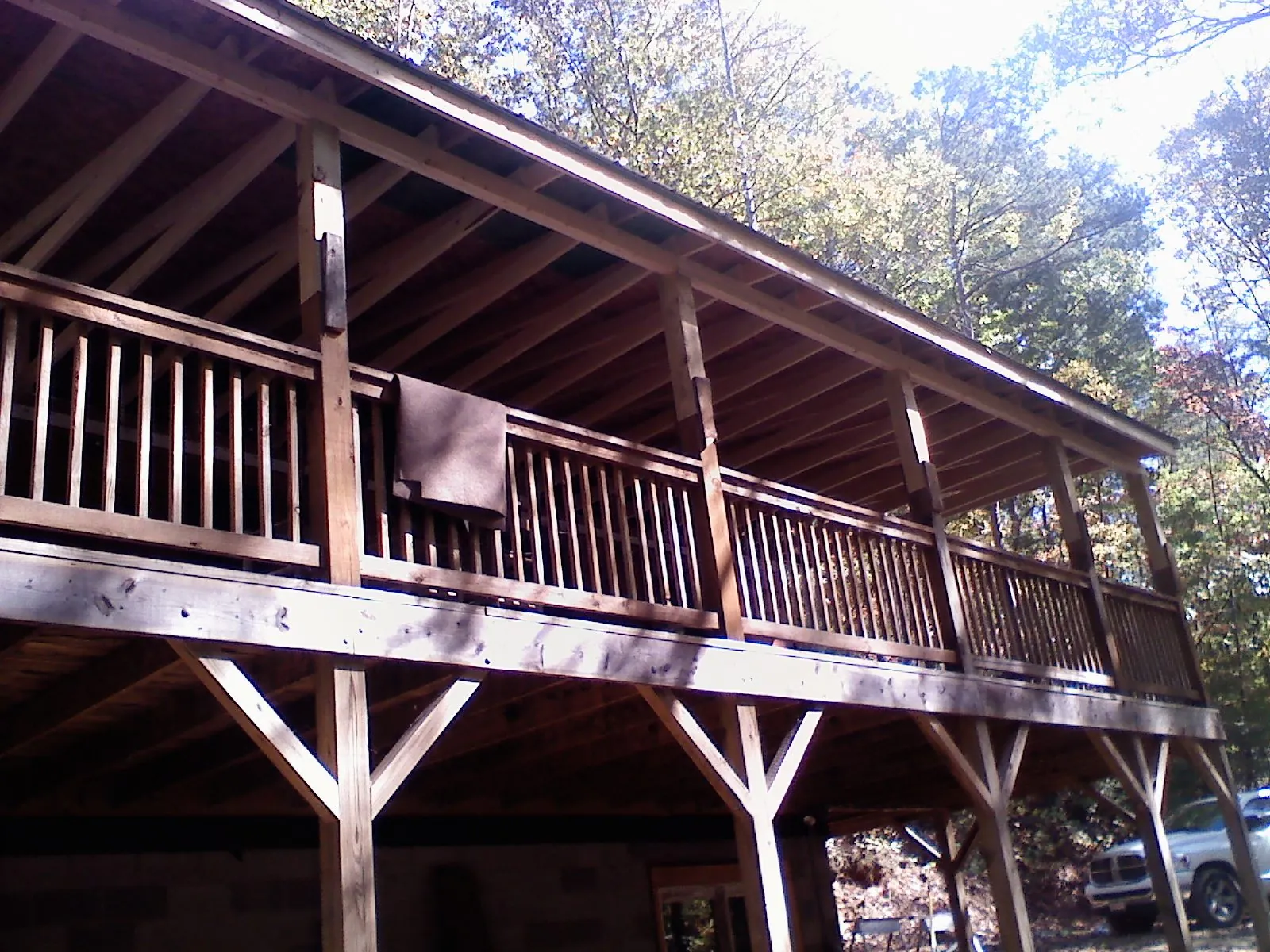 Timber framing under a new elevated porch and deck — Roof Leak Repair in Delmar by Roofing Brothers